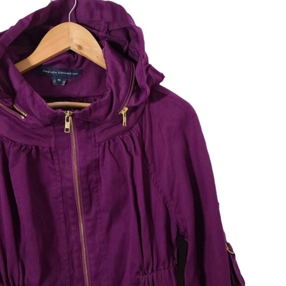 French Connection Underground Purple Twill Cotton & Linen Jacket Women's Size 10 - Picture 6 of 15